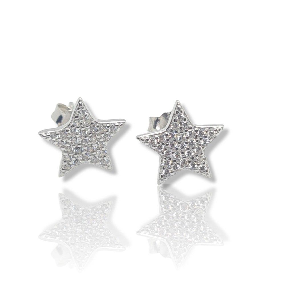 Platinum plated silver 925º earrings with stars  (code FC000718)